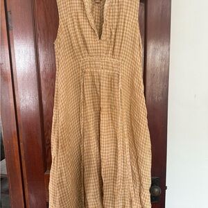 April Cornell 100% Linen Plaid Sleeveless Dress